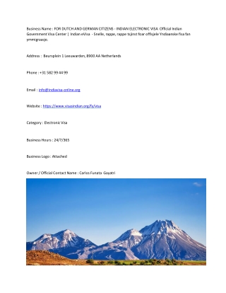 FOR DUTCH AND GERMAN CITIZENS - INDIAN ELECTRONIC VISA  Official Indian Governme