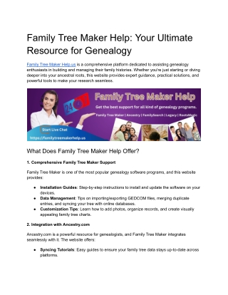 Family Tree Maker Help