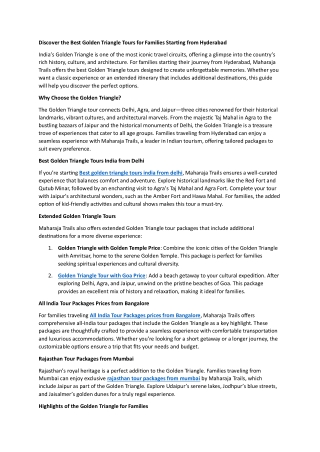 Discover the Best Golden Triangle Tours for Families Starting from Hyderabad