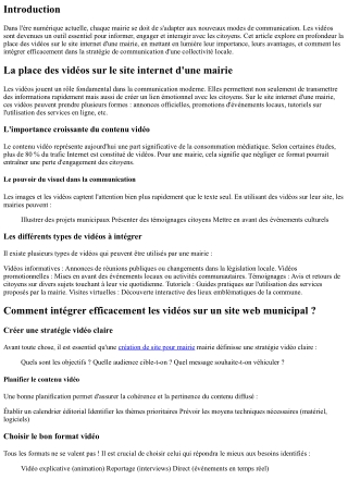 La place des vidéos sur le site internet d'une mairie