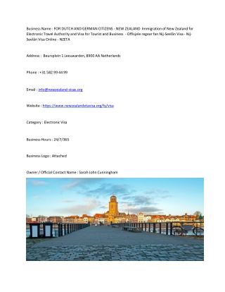 FOR DUTCH AND GERMAN CITIZENS - NEW ZEALAND  Immigration of New Zealand for Ele