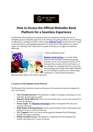 How to Access the Official Mahadev Book Platform for a Seamless Experience