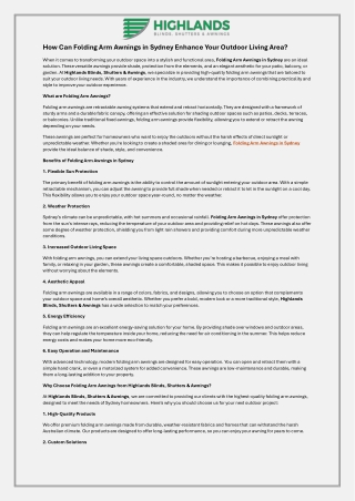 How Can Folding Arm Awnings in Sydney Enhance Your Outdoor Living Area