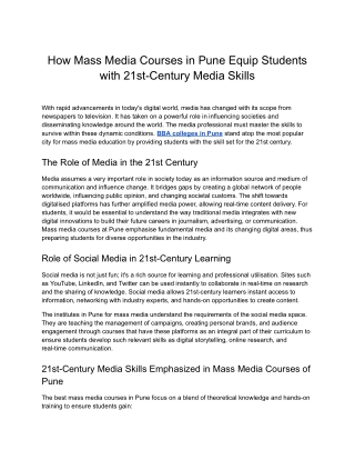 SCMC- How Mass Media Courses in Pune Equip Students with 21st-Century Media Skills