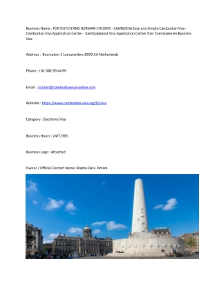 FOR DUTCH AND GERMAN CITIZENS - CAMBODIA Easy and Simple Cambodian Visa - Cambod