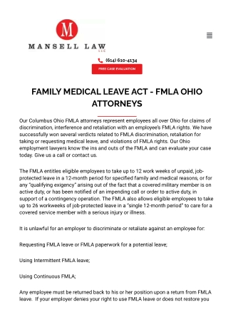 Understanding the Family Medical Leave Act (FMLA): Ohio Attorneys at Your Servic