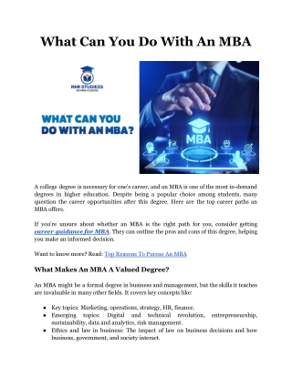 What Can You Do With An MBA