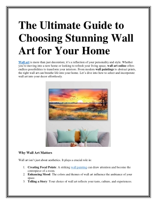 Shop Wall Art Online - Transform Your Home with Stunning Wall Paintings