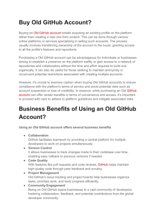 Old GitHub Account