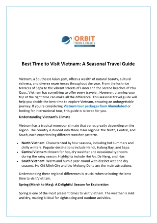 Best Time to Visit Vietnam A Seasonal Travel Guide