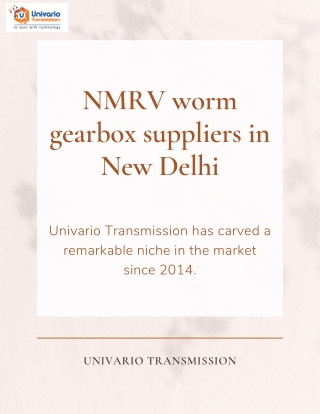 NMRV worm gearbox suppliers in New Delhi pdf