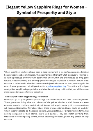 Elegant Yellow Sapphire Rings for Women – Symbol of Prosperity and Style