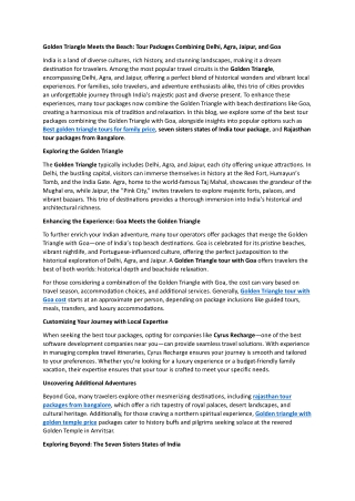 Golden Triangle Meets the Beach Tour Packages Combining Delhi, Agra, Jaipur, and Goa