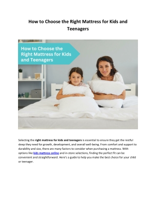 How to Choose the Right Mattress for Kids and Teenagers