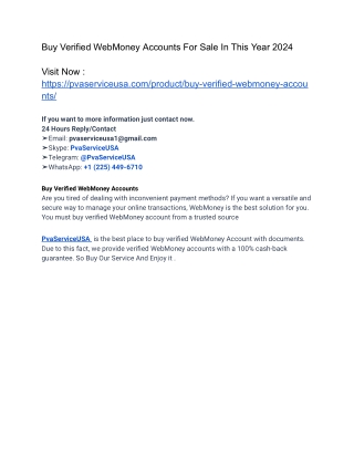 Buy Verified Web Money Accounts In This New Year 2025