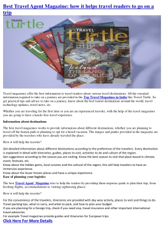 Best Travel Agent Magazine