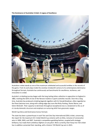 The Dominance of Australian Cricket A Legacy of Excellence