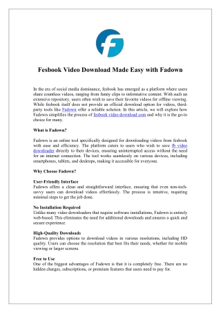 Download fesbook  Videos Easily - fesbook video download com - FADOWN