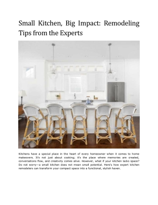 Small Kitchen Big Impact Remodeling Tips from the Experts