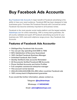 Buy Facebook Ads Accounts