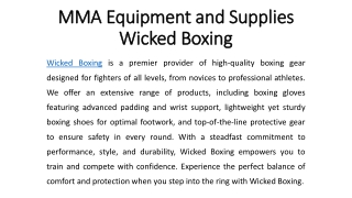 MMA Equipment and Supplies - Wicked Boxing