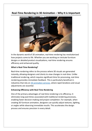 Real-Time Rendering in 3D Animation – Why It is Important