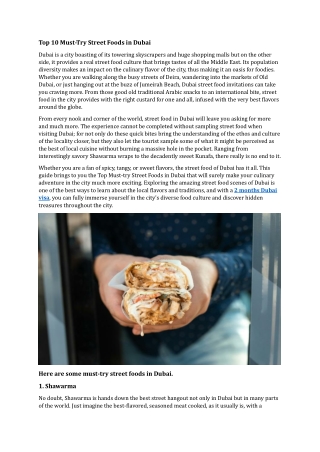 Top 10 Must-Try Street Foods in Dubai