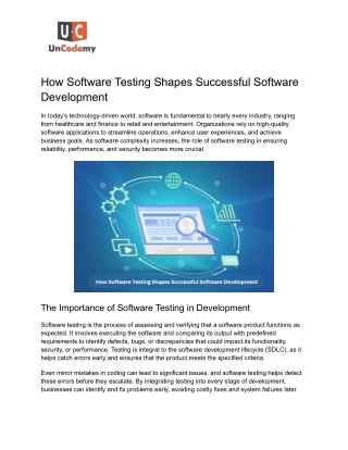 How Software Testing Shapes Successful Software Development