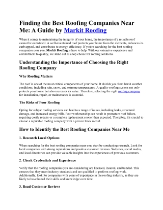 Finding the Best Roofing Companies Near M1