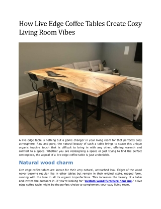 How Live Edge Coffee Tables Create Cozy Living Room Vibes