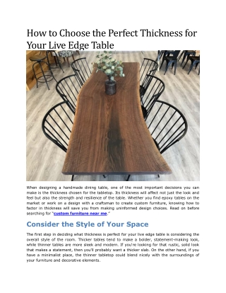 How to Choose the Perfect Thickness for Your Live Edge Table