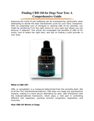 Finding CBD Oil for Dogs Near You: A Comprehensive Guide