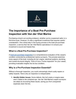 The Importance of a Boat Pre-Purchase Inspection with Van der Vliet Marine