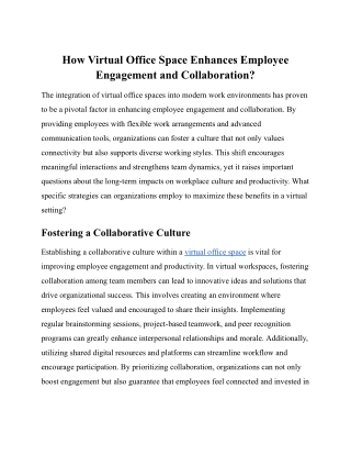 How Virtual Workspace Improves Employee Involvement and Collaboration?