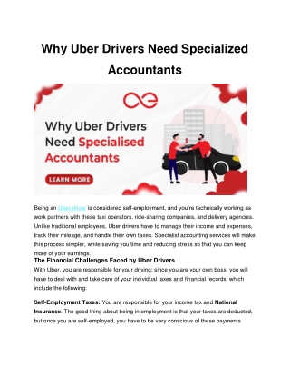Why Uber Drivers Need Specialized Accountants