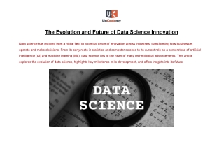 The Evolution and Future of Data Science Innovation