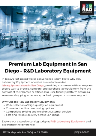 Premium Lab Equipment in San Diego – R&D Laboratory Equipment