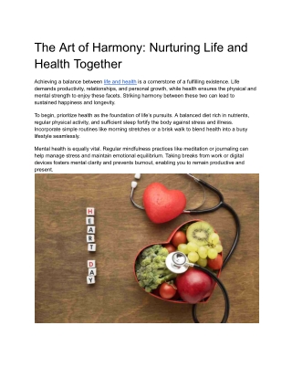 The Art of Harmony_ Nurturing Life and Health Together