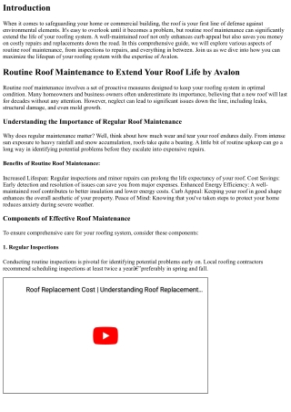 Routine Roof Maintenance to Extend Your Roof Life by Avalon
