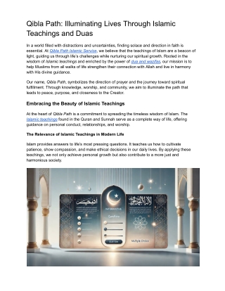 Qibla Path_ Illuminating Lives Through Islamic Teachings and Duas