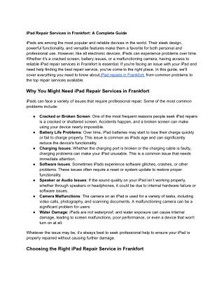 iPad Repair Services in Frankfort_ A Complete Guide