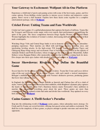 Your Gateway to Excitement Wolfpunt All-in-One Platform