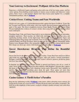 Your Gateway to Excitement Wolfpunt All-in-One Platform