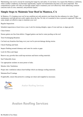 Simple Steps to Maintain Your Roof in Manteca, CA