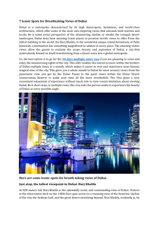 7 Iconic Spots for Breathtaking Views of Dubai