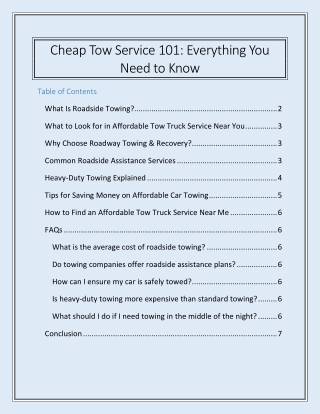 Cheap Tow Service 101 - Everything You Need to Know
