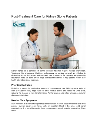 Post-Treatment Care for Kidney Stone Patients