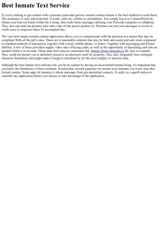 Finest Inmate Textual content Assistance