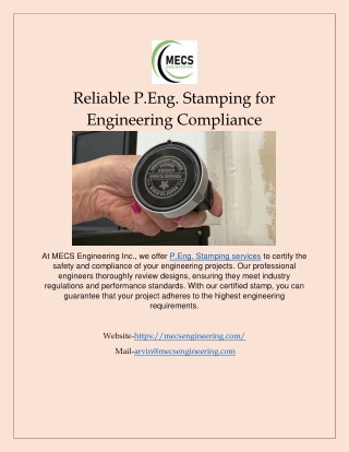 Reliable P.Eng. Stamping for Engineering Compliance
