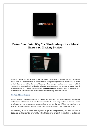 Genuine Hackers For Hire USA | Hastyhackers
